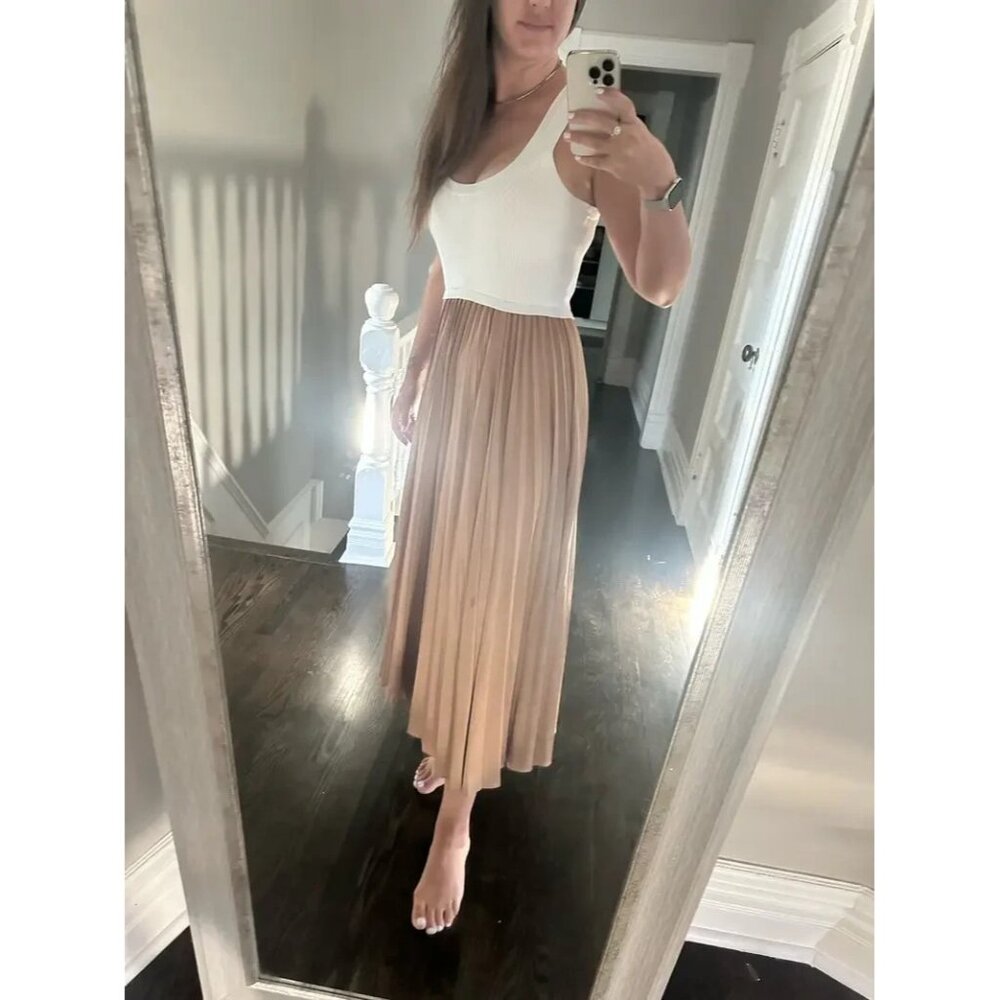 Cinq à Sept Parma White & Tan Casual Dress – Women’s Size M (Retails $495) - Picture 10 of 14